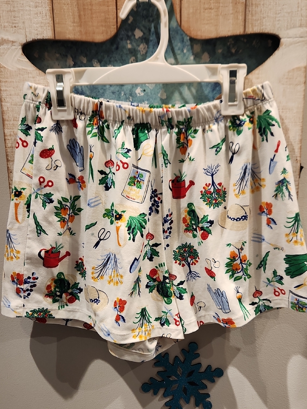 EUC Kate Spade Womens White Garden Print Elastic Waist Sleep Shorts Sz S